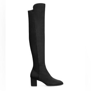 Stuart Weitzman 5050 Block Stretch Suede Over-The-Knee Boots Black